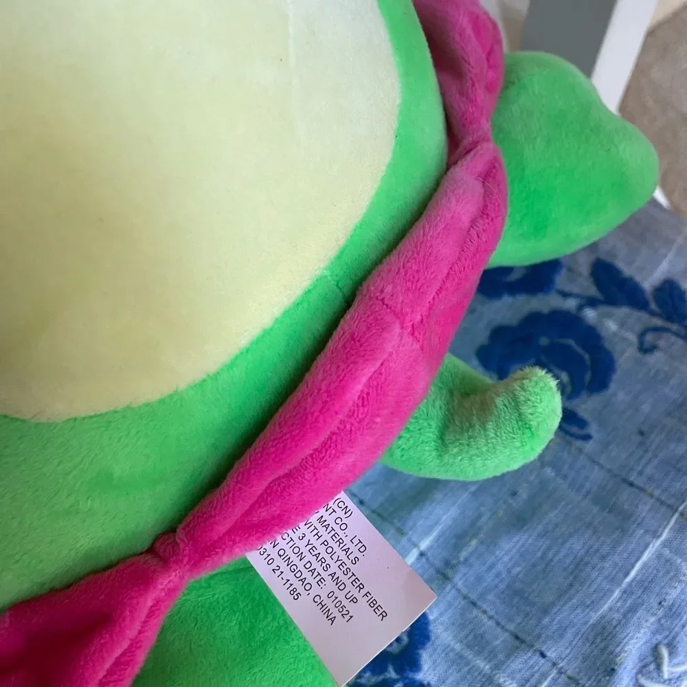 2 Adorable Plush Turtles Pink and Green